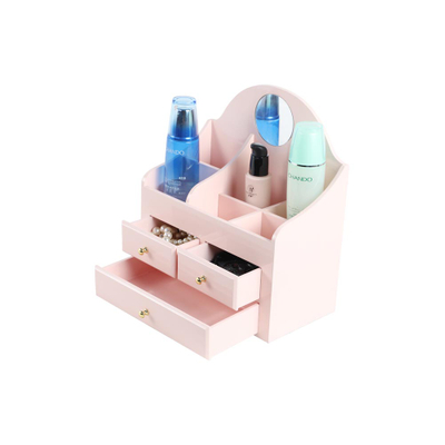 Holz DIY Kreative Multifunktions Make-up Organizer Aufbewahrungsbox Kosmetikhalter (DIY-PINK)