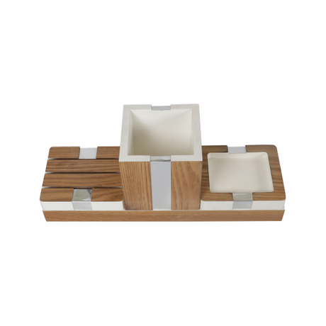 Schreibtisch-Organizer aus MDF mit unterer Ablage, verstellbarem Stifthalter, Kartenhalter und Ablage für Haftnotizen